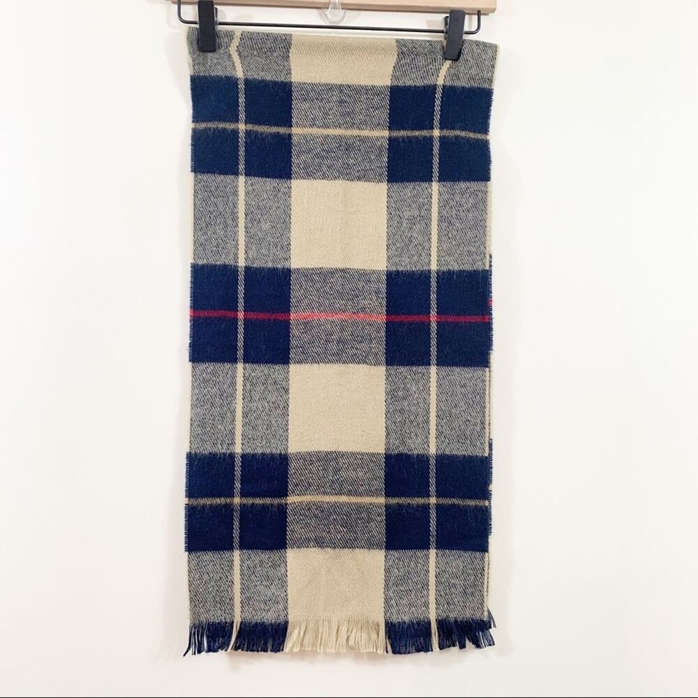 Cashmillion Tan/Navy/Red Plaid Scarf